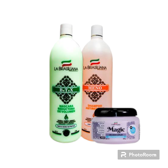 La Brasiliana pack Botox kit 1/2 shampoo Anti residuos 1/2 crema alisado y mascarilla 250 g