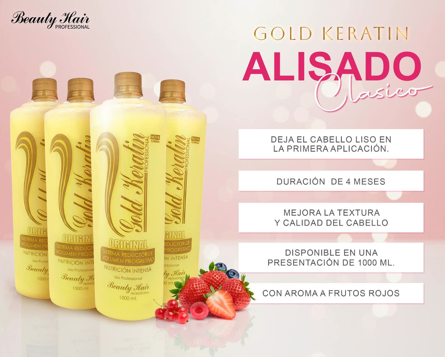 Brasileño alisado gold keratin aroma a vanilla Clasico 1 litro