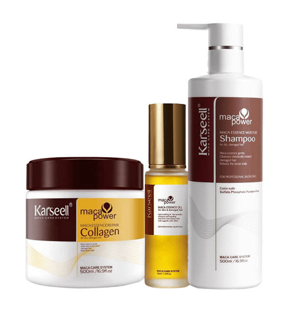 Karseell pack shampoo de 500 mL mascarilla 500 g aceite 50 g