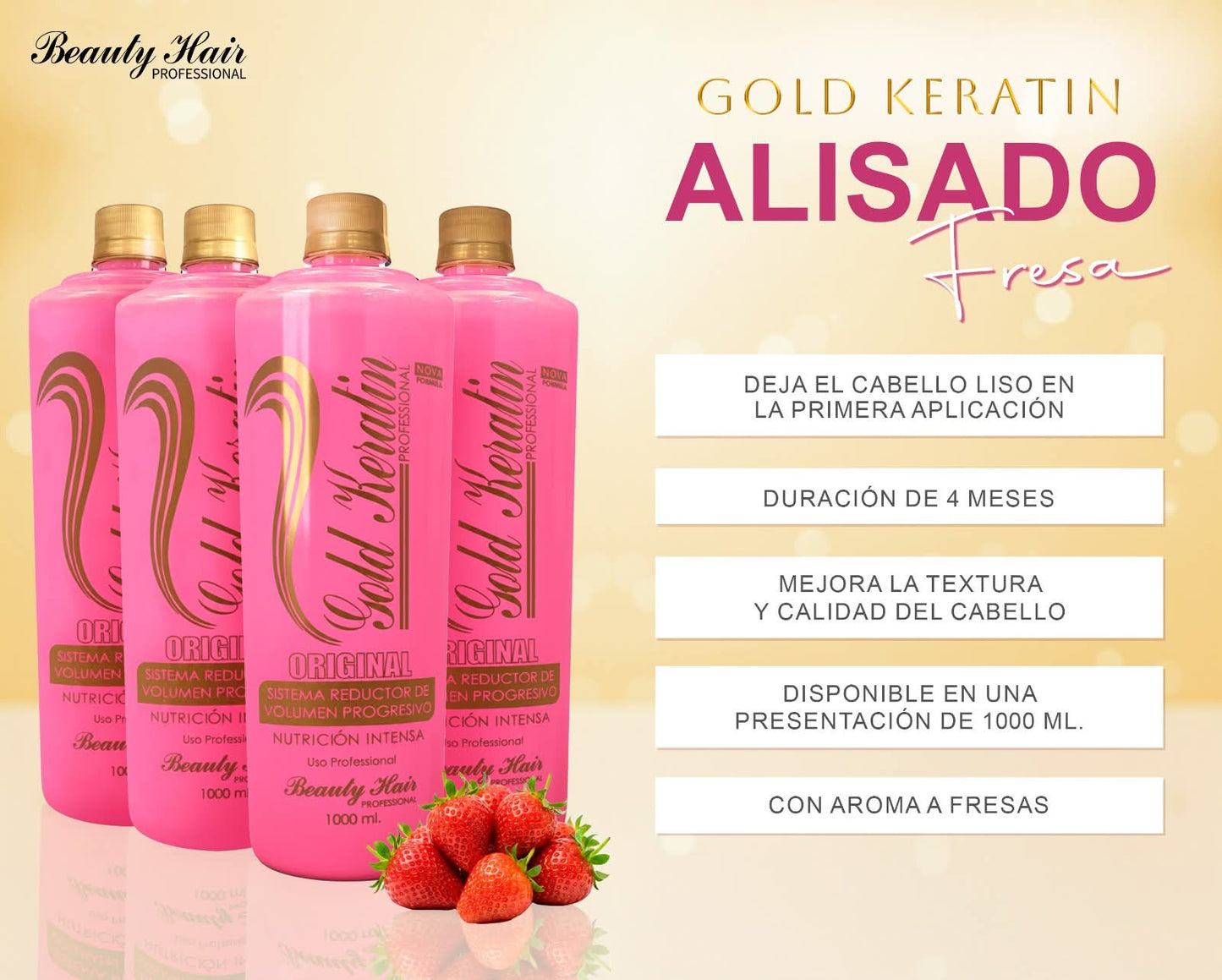 Brasilero alisado Gold keratin fresa 1 litro