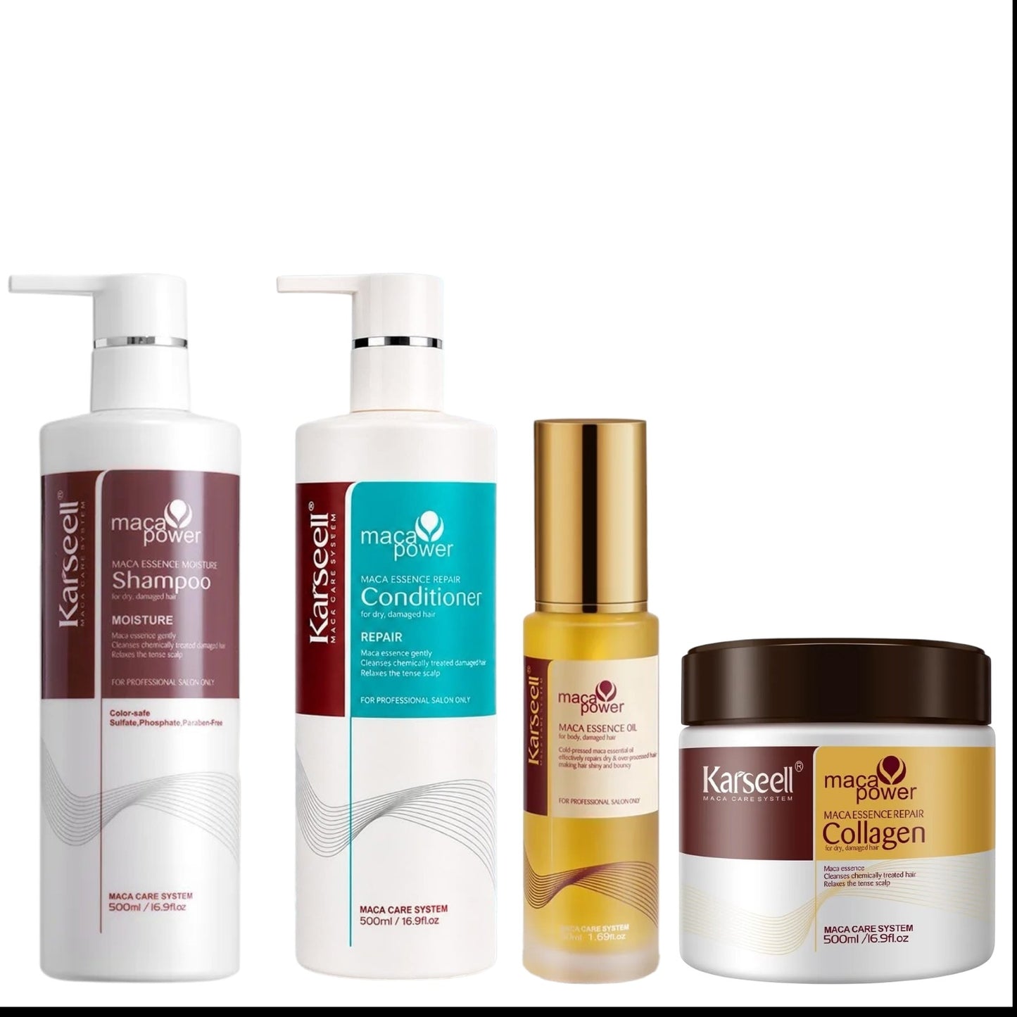 Pack karseell mascarilla 500 g acondicionador reparador hidratante 500 ml shampoo 500 ml aceite 50 ml