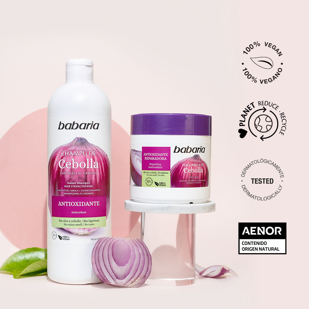 Shampoo cebolla Babaria Pack shampoo 700 ml mascarilla 400 g babaria