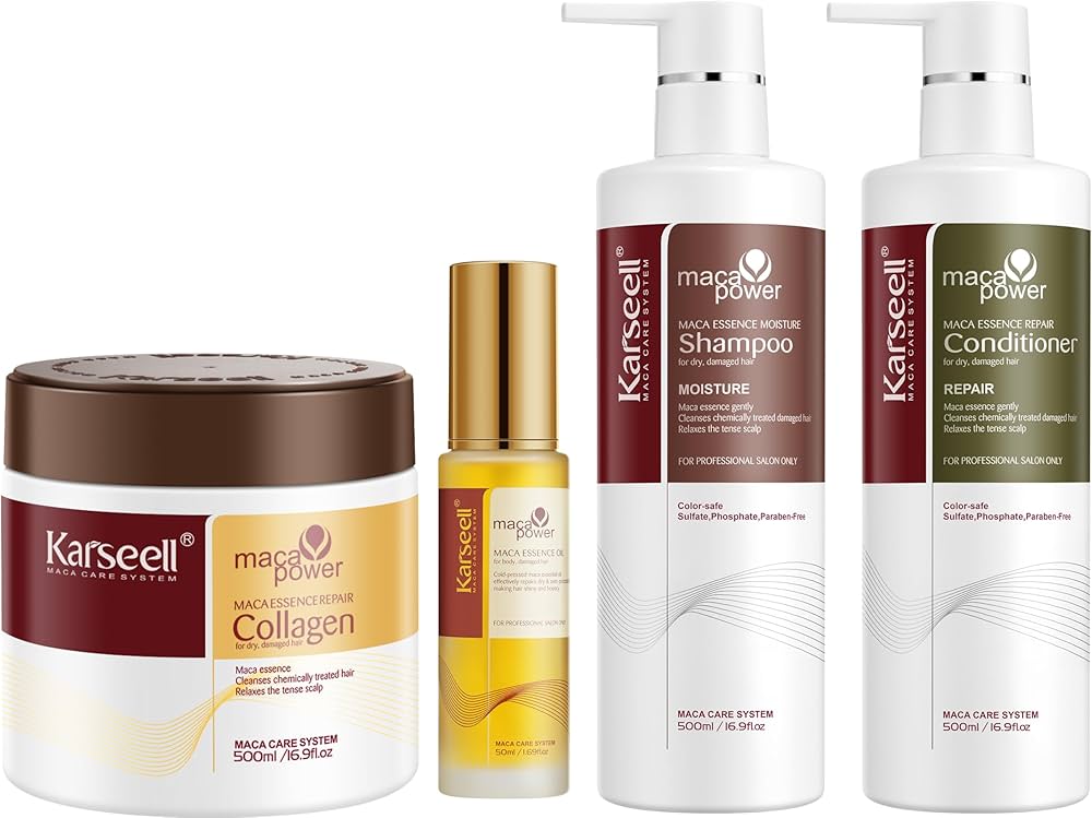 Pack karseell shampoo mascarilla acondicionador y aceite hidratación profunda para todo tipo de cabello