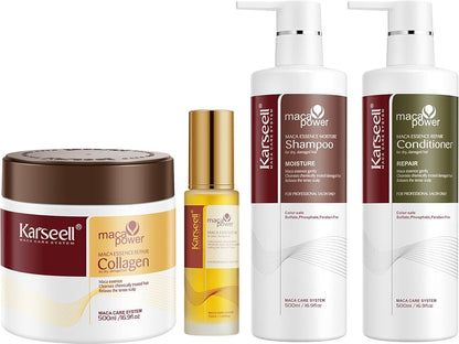 Pack karseell shampoo mascarilla acondicionador y aceite hidratación profunda para todo tipo de cabello