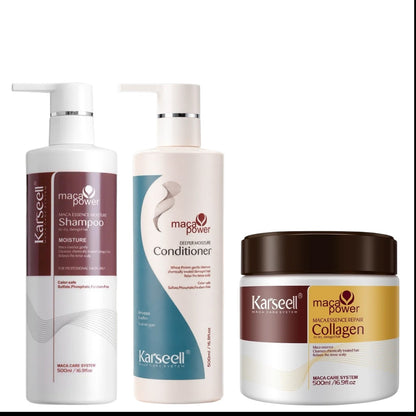 Pack karseell shampoo 500 ml acondicionador hidratación profunda 500 ml máscarilla 500 g