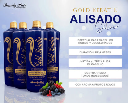 Brasileño alisado gold keratin  matizador 1 litro