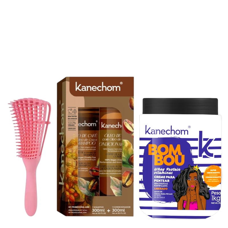 Kanechom Pack  bombou  vitamina c cepillo de regalo shampoo acondicionador 300 ml mascarilla 1 kl
