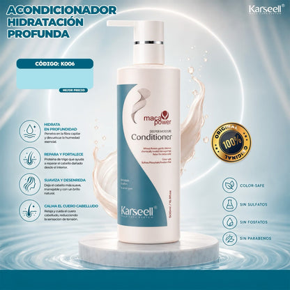 Pack karseell shampoo 500 ml acondicionador hidratación profunda 500 ml aceite 50 ml  mascarilla 500 g