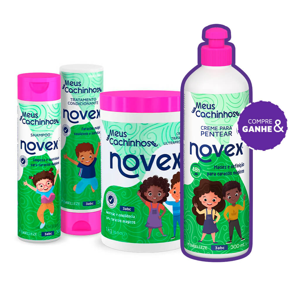 Novex Pack kids shampoo y acondicionador 300 ml mascarilla 250 g crema de peinar 300 g