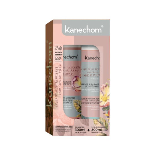 Kanechom Aceite de Rosa Mosqueta con Aceite de Jojoba - Kit Shampoo + Acondicionador 300 ml